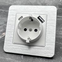 Aluminum MMW-015 Розетка  с заземлениемUSB+TYPE-C（Белый）