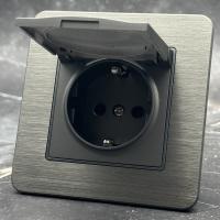 Aluminum MMC-017 Розетка с/з с крышкой（Серый)