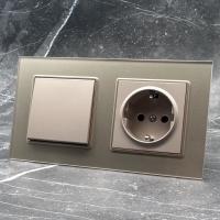 Glass MMG-001/013 1 клавишный 1 полюсный выключатель/ Розетка c заземления（Золотой）