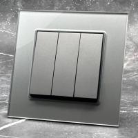 Glass MMC-010 3 клавишный 1 полюсный выключатель（Серый）
