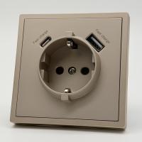 Art MTG-015 Розетка   с заземлением USB+TYPE C （Золото-Матовый）（FAST CHARGE）