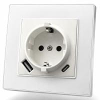 Cristal MMW-015 Розетка  с заземлениемUSB+TYPE-C（Белый）