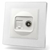 Cristal MMW-024 Компьютерная cat 6e+телефонная розетка（Белый）