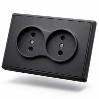 Elegant MTB-031 Розетка  двойная без заземления 120（Черный-Матовый）