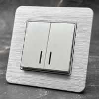 Aluminum MMW-008 2 клавишный 1 полюсный выключатель с LED（Белый）