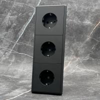 Elegant MTB-3013B 3 розетки с заземлением, вертикальная (Черный-Матовый)