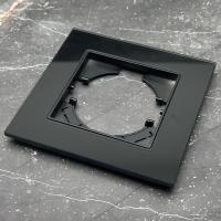 Glass B-101 1-постовая рамка (каленое стекло) (Черный-Матовый)