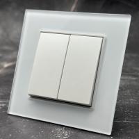 Glass MMW-007 2 клавишный проходной выключатель（Белый）