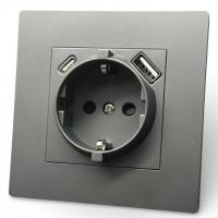 Grace MMC-015 Розетка   с заземлением USB+TYPE-C（Серый）