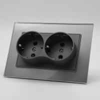 Glass MMC-030 Розетка двойная  с заземлением 120 （Графит-Матовый）