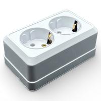 External W-210 Розетка двойная  c заземлением открытой установки Белый
