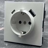 TW-015 Розетка с заземлением USB+TYPE C без рамки（Белый-Матовый）