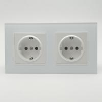 Glass MMW-2013 2 розетки с заземлением（Белый）
