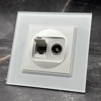 Glass MMW-024 Компьютерная cat 6e+телефонная розетка（Белый）