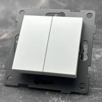 MW-007 2 клавишный проходной выключатель без рамки（Белый-Матовый）