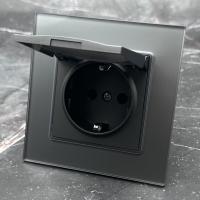 Glass MMC-017 Розетка с/з с крышкой（Серый)