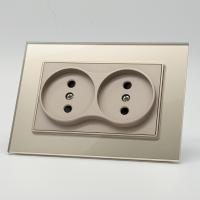Glass MMG-031Розетка двойная  без заземления 120（Золото-Матовый）