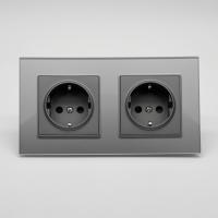 Glass MMC-2013 2 розетки с заземлением（Графит）