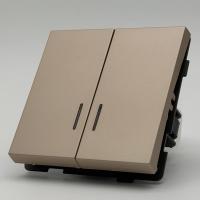 TG-008 2 клавишный 1 полюсный выключатель с LED без рамки（Золото-Матовый）