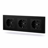 Cristal MMB-3013 3 розетки с заземлением（Черный）