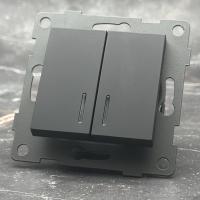 MB-008 2 клавишный 1 полюсный выключатель с LED без рамки（Черный-Матовый）