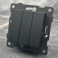 MB-010 3 клавишный 1 полюсный выключатель без рамки（Черный-Матовый）