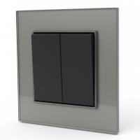 Glass CMB-007 2 клавишный проходной выключатель（Черный-графит）