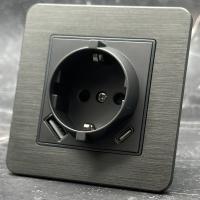 Aluminum MMC-015 Розетка   с заземлением USB+TYPE-C（Серый）