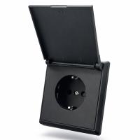 Elegant MTB-017 Розетка с/з с крышкой（Черный-Матовый）