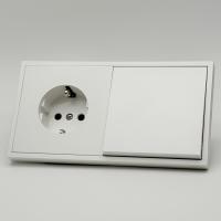 Art MTW-001/013 1 клавишный 1 полюсный выключатель/ Розетка c заземлением（Белый-Матовый）