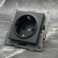 MB-013 Розетка с заземлением, без рамки（Черный-Матовый）