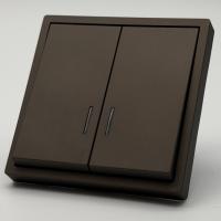 Art MTM-009 2 клавишный проходной  выключатель с LED（Мокко-Матовый）