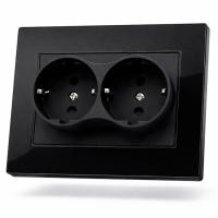 Cristal MMB-030 Розетка двойная  с заземлением 120 （Черный-Матовый）