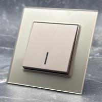 Glass MMG-005 1 клавишный проходной выключатель с LED（Золото-Матовый）