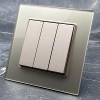Glass MMG-010 3 клавишный 1 полюсный выключатель（Золотой）