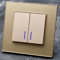 Cristal MMG-008 2 клавишный 1 полюсный выключатель с LED（Золотой）