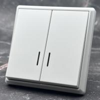 Elegant MTW-009 2 клавишный проходной  выключатель с LED Белый