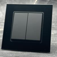 Glass MMB-007 2 клавишный проходной выключатель（Черный）