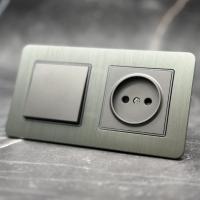 Aluminum MMC-001/012 1 клавишный 1 полюсный выключатель/ Розетка   без заземления（Серый）