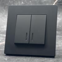 Grace MMB-009 2 клавишный проходной выключатель с LED（Черный）
