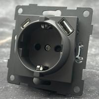MC-015 Розетка   с заземлением USB+TYPE-C без рамки（Графит-Матовый）