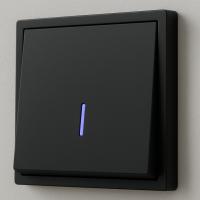 Art MTB-004 1 клавишный 1 полюсный выключатель с LED （Черный-Матовый）
