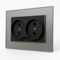 Glass CMB-031 Розетка двойная  без заземления 120（Черный-графит）