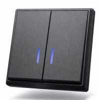 Elegant MTB-009 2 клавишный проходной  выключатель с LED（Черный-Матовый）