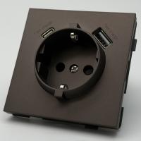 TM-015 Розетка   с заземлением USB+TYPE C без рамки
（Мокко-Матовый）（FAST CHARGE）