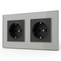 Glass CMB-2013 2 розетки с заземлением（Черный-графит）