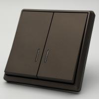 Elegant MTM-009 2 клавишный проходной  выключатель с LED（Мокко-Матовый）