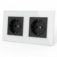 Glass WMB-2013 2 розетки с заземлением（Черный-белый）
