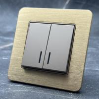 Aluminum MMG-008 2 клавишный 1 полюсный выключатель с LED（Золотой）