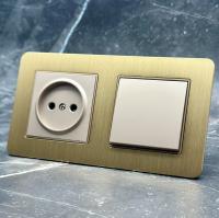 Aluminum MMG-001/012 1 клавишный 1 полюсный выключатель/ Розетка   без заземления（Золотой）